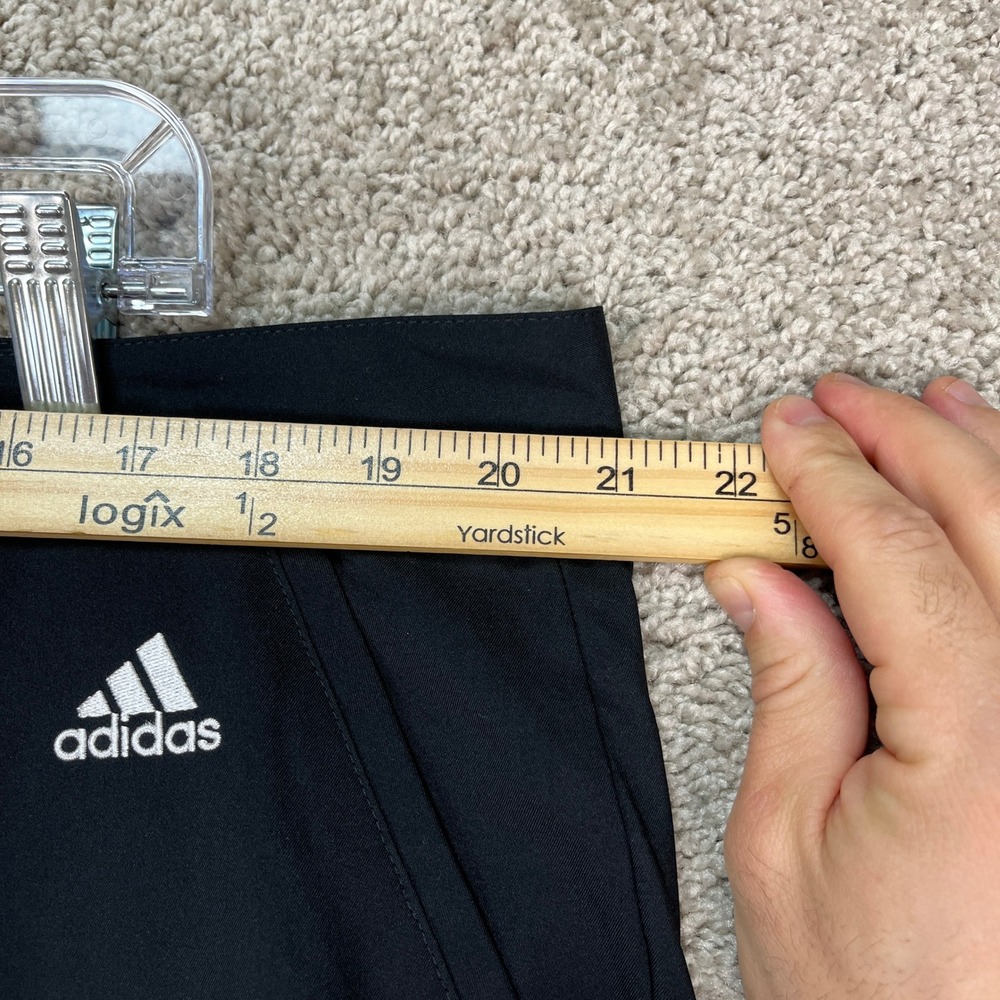 Adidas Pants Mens 40x30 Black Flat Front Performance Trousers Golf 3 Stripe EUC - Picture 8 of 11